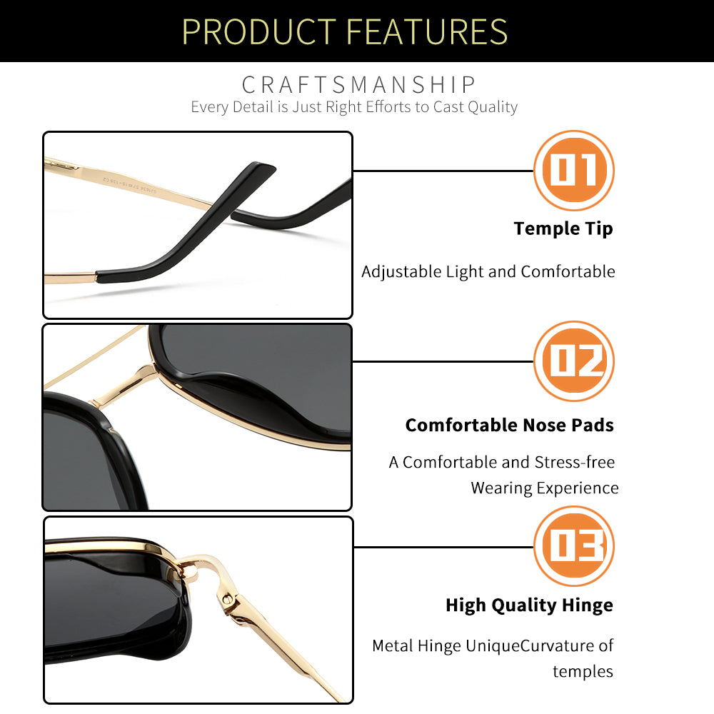 Gold Frame Black Lens