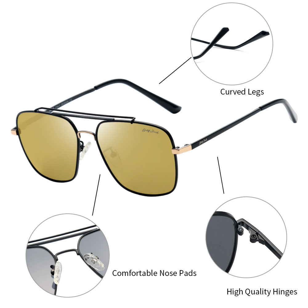 Black Frame Golden Lens