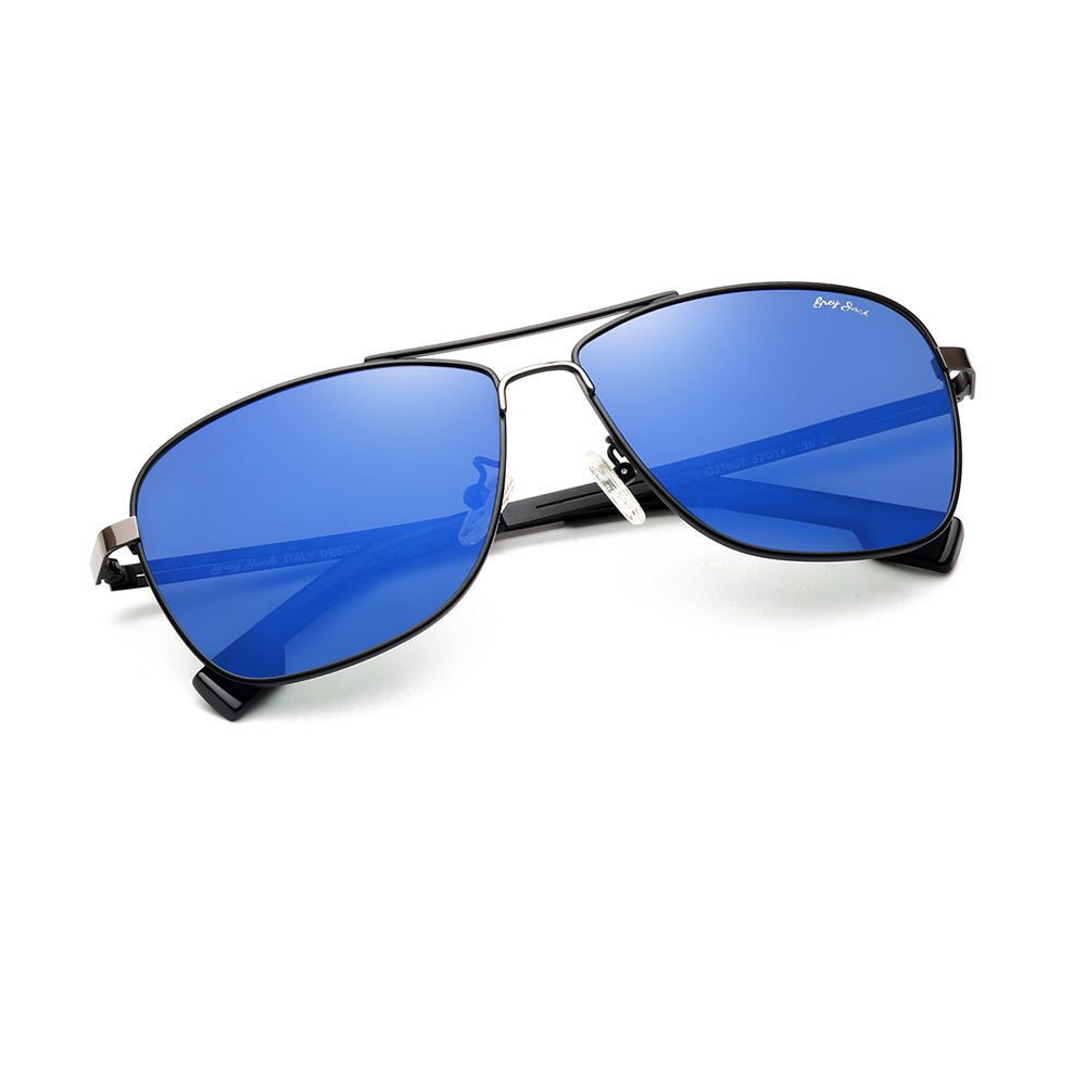 Gun Black Frame Blue Lens