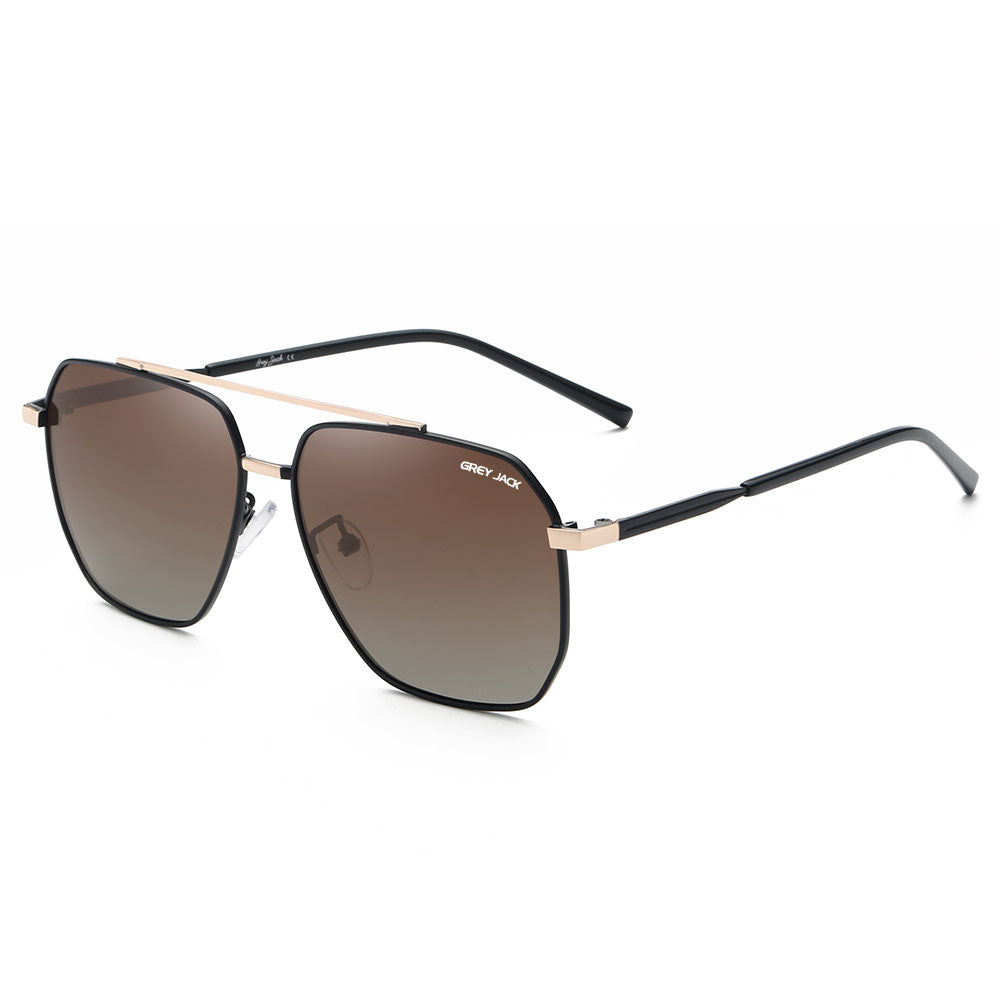 Golden Black Frame Double Brown Lens