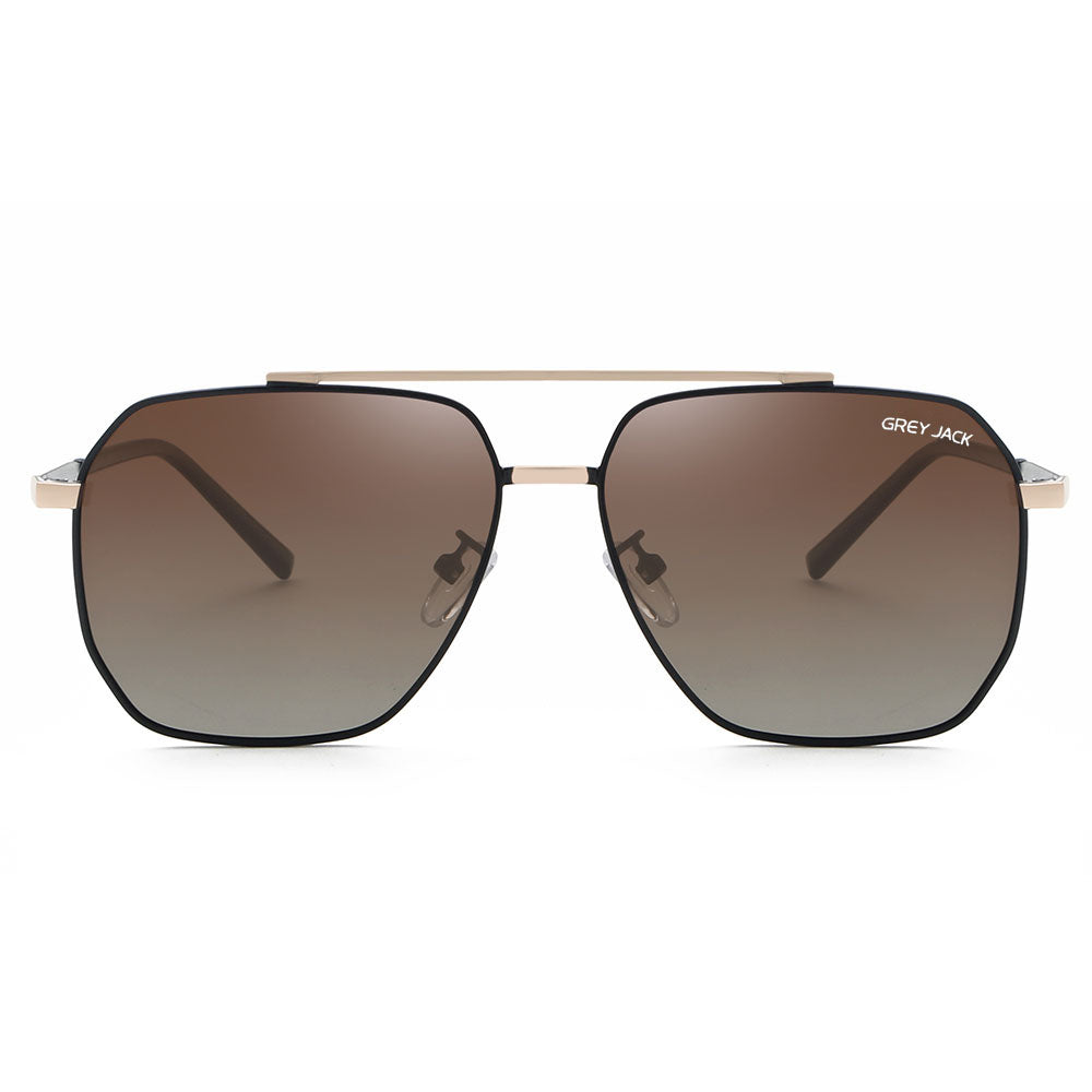 Golden Black Frame Double Brown Lens