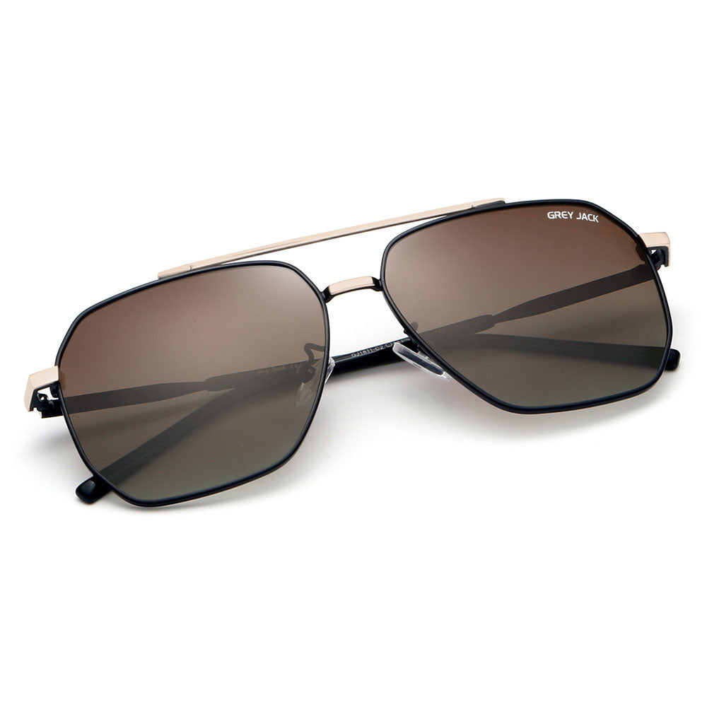 Golden Black Frame Double Brown Lens
