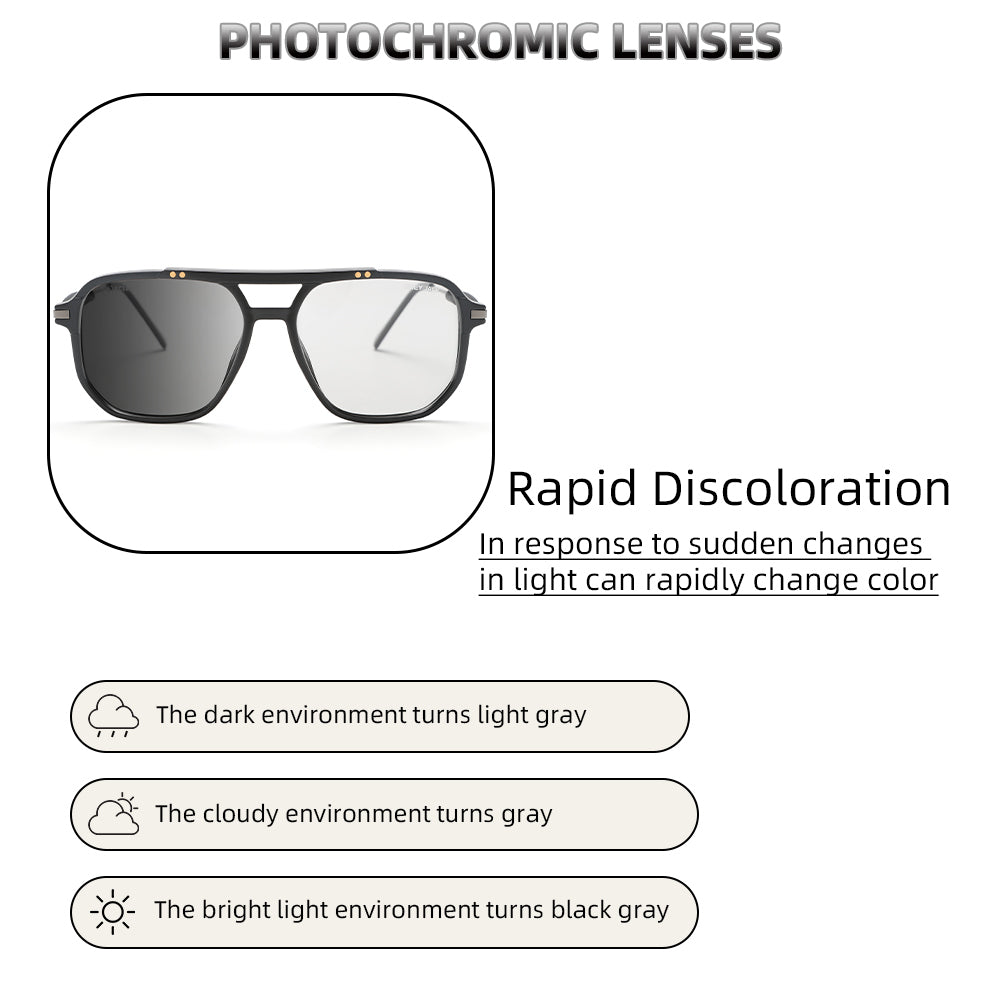 Shine Black Gun Frame Photochromic Lens
