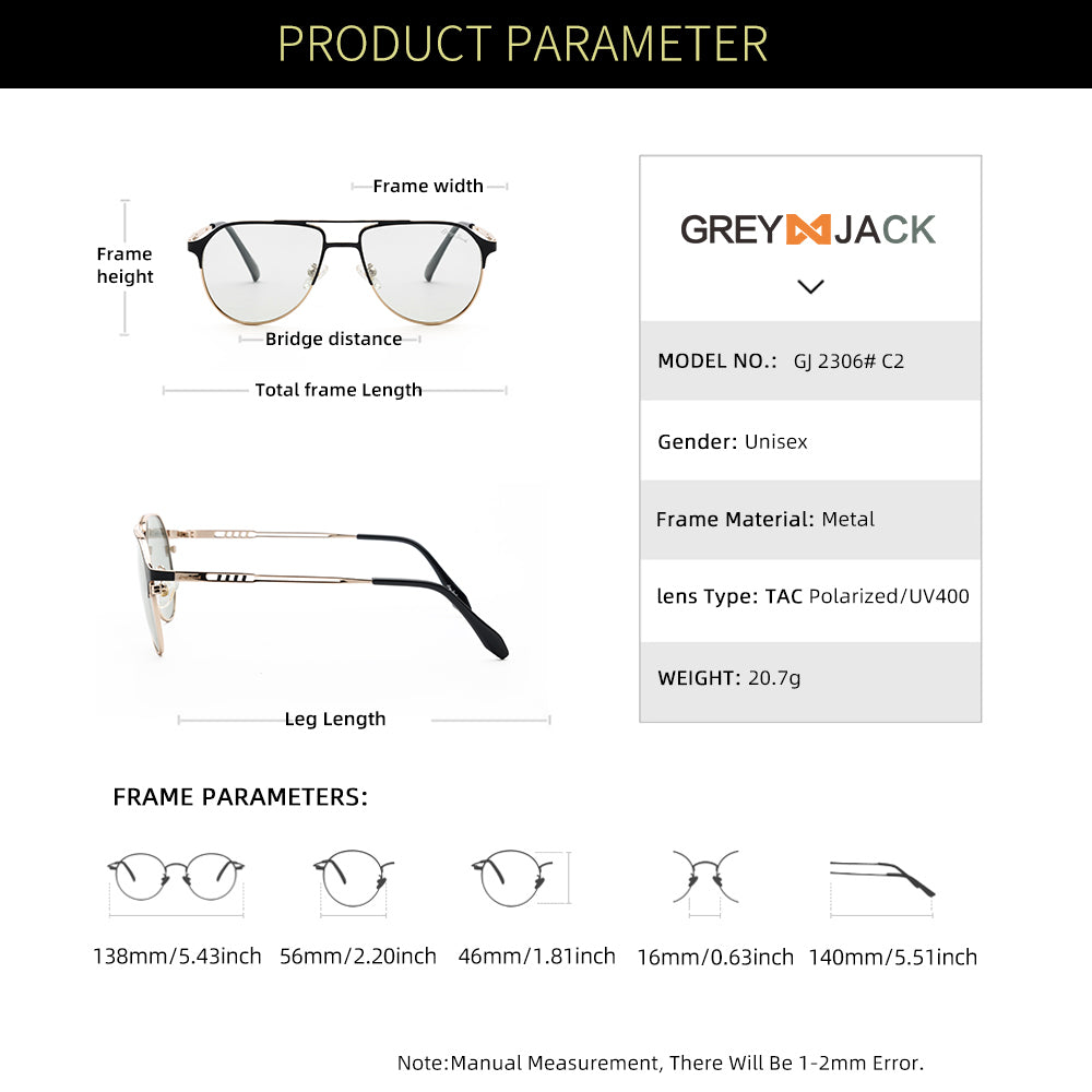 Black Golden Frame Photochromic Lens