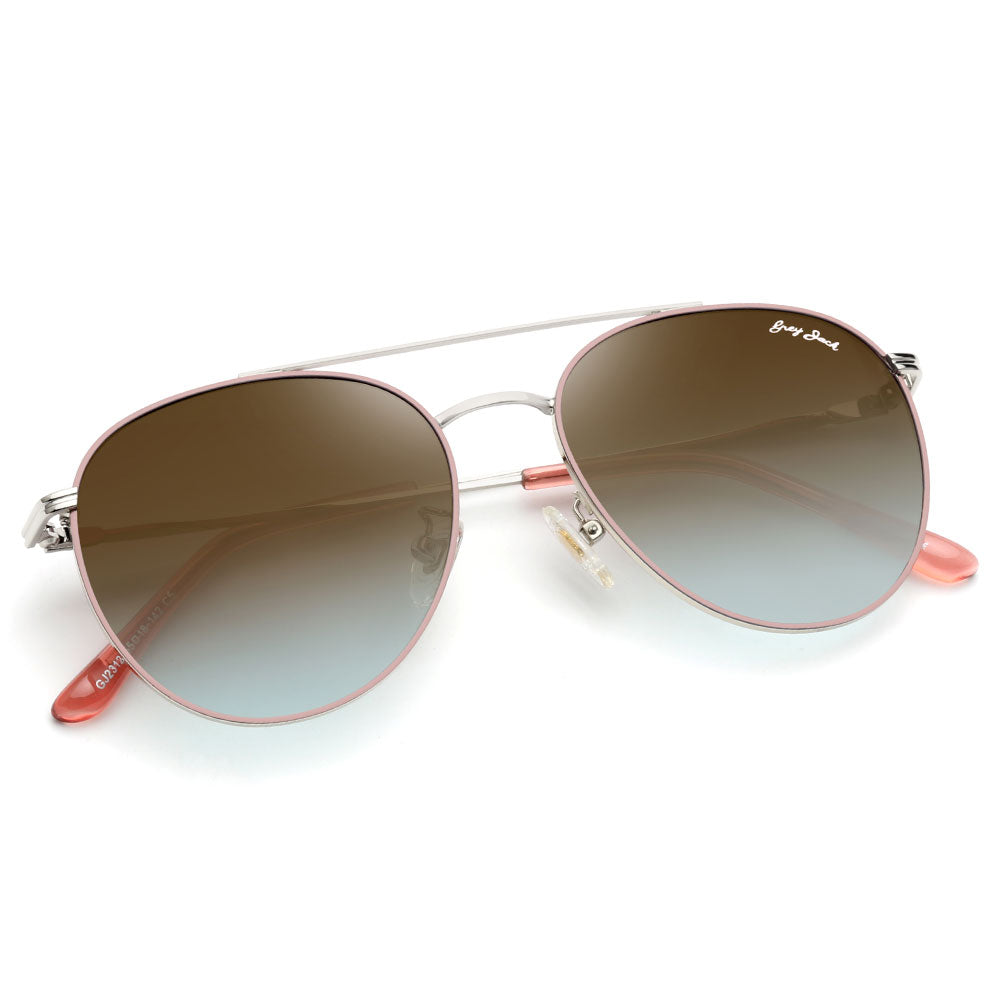 Silver Pink Frame Black Blue Lens