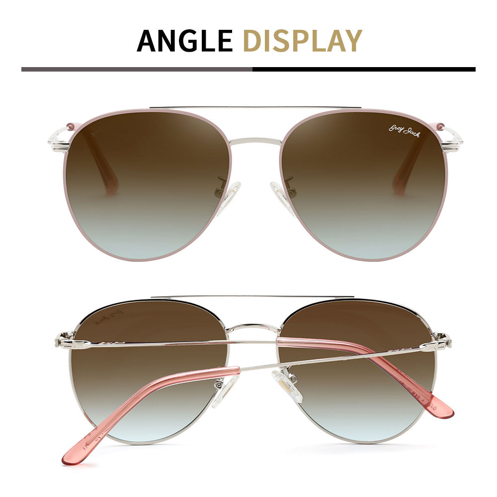 Silver Pink Frame Black Blue Lens