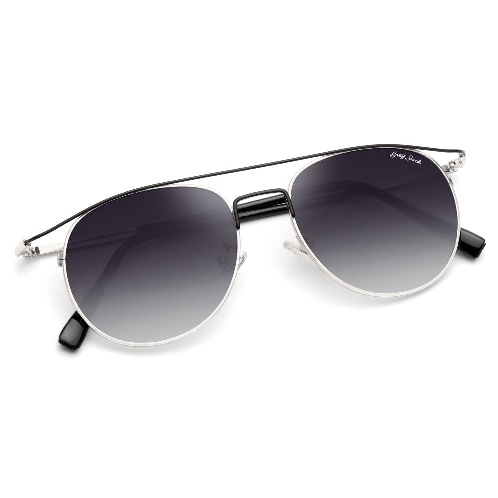 Black Silver Frame Gradient Black Lens