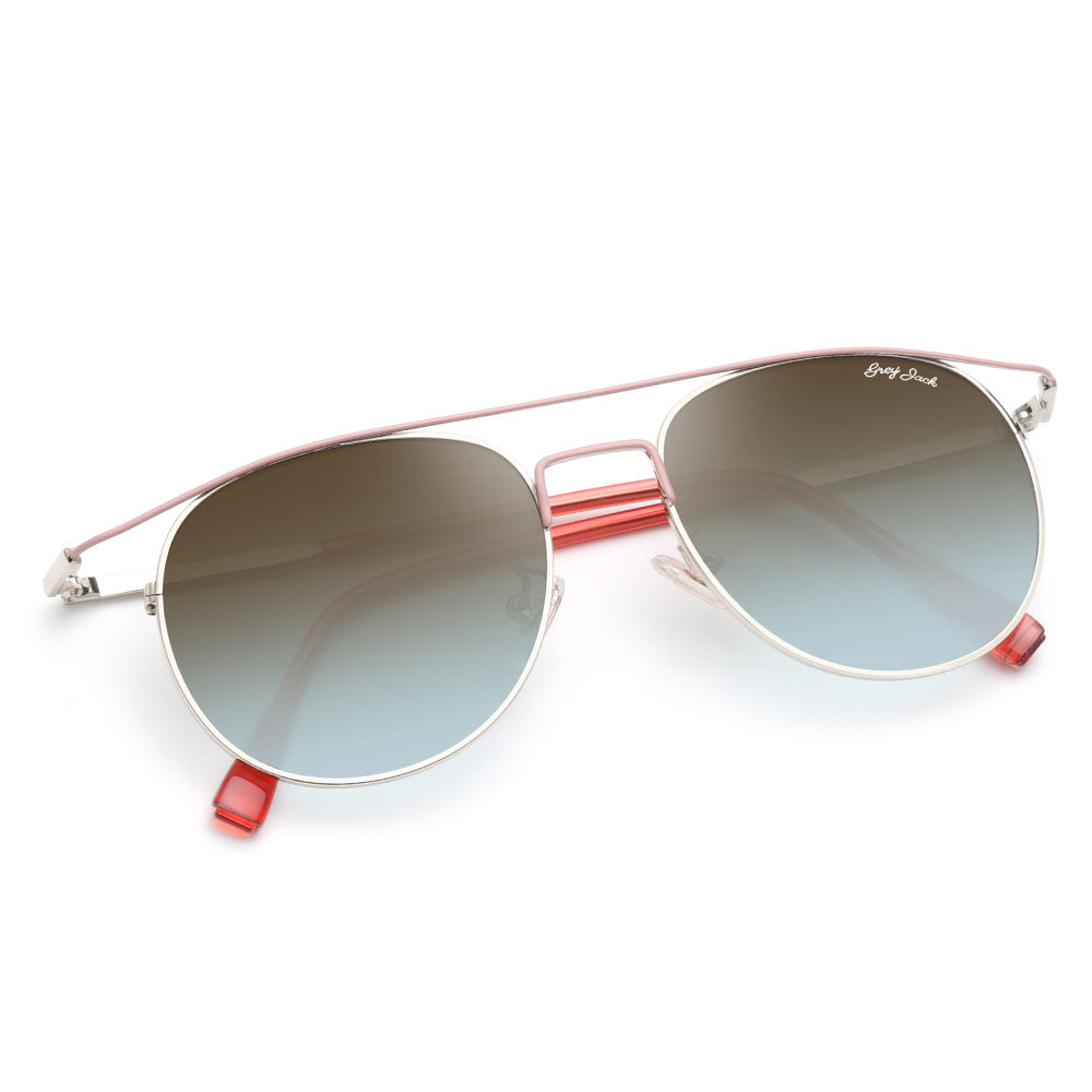 Pink Silver Frame Gradient Brown Lens