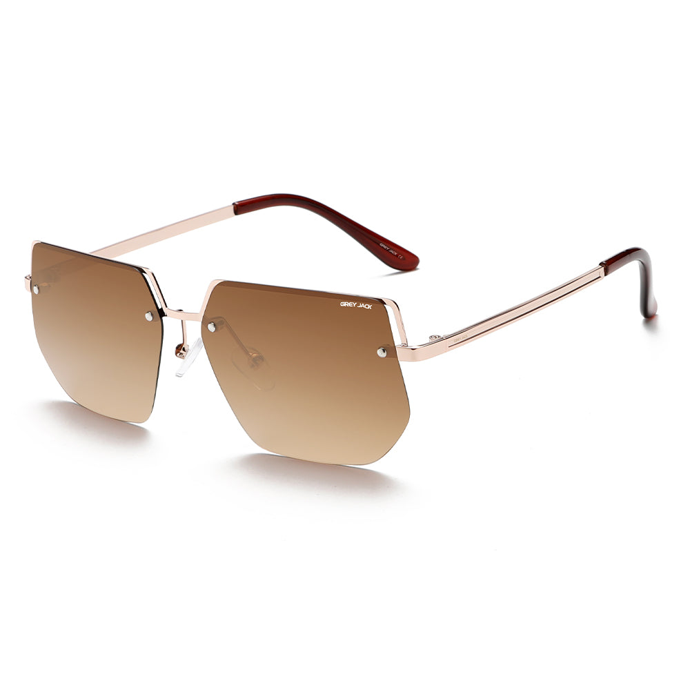 Gold Frame Double Brown Lens