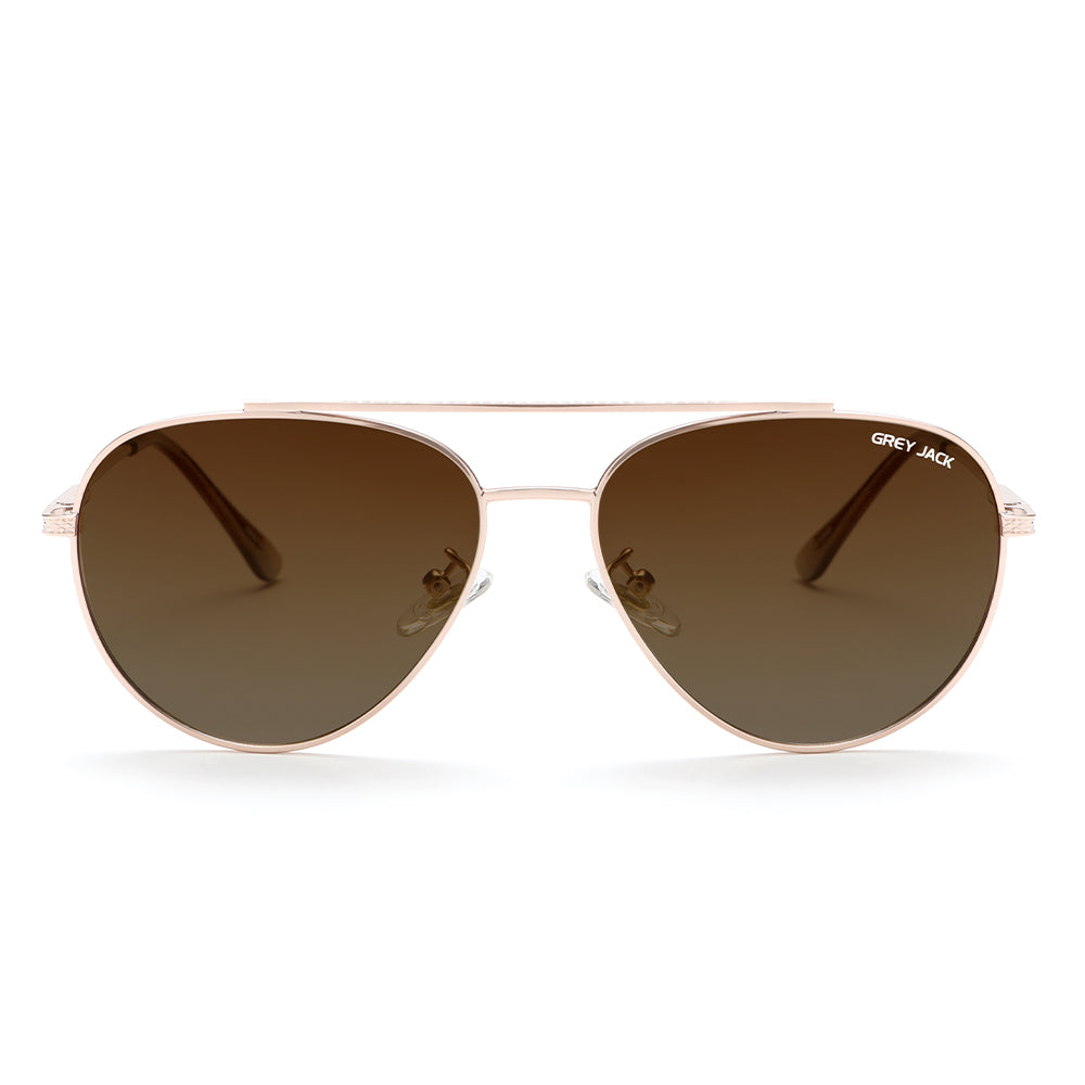 Gold Frame Double Brown Lens