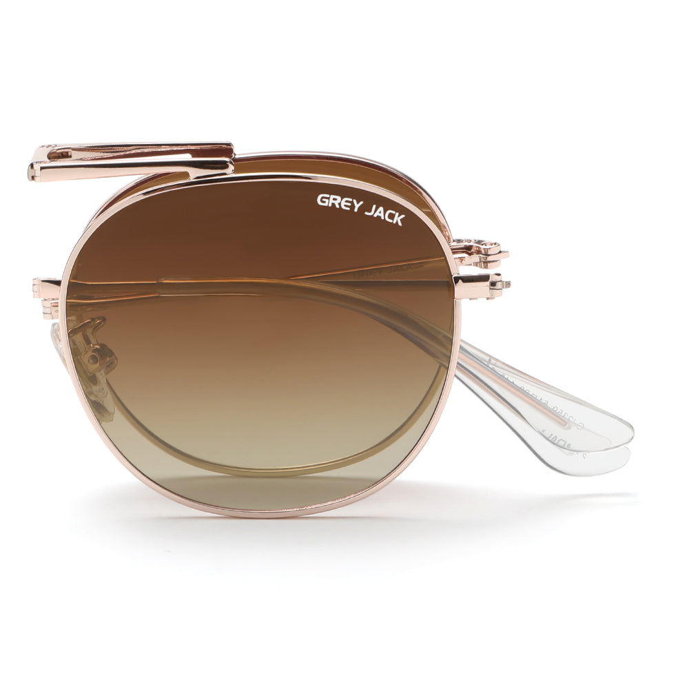 Gold Frame Double Brown Lens