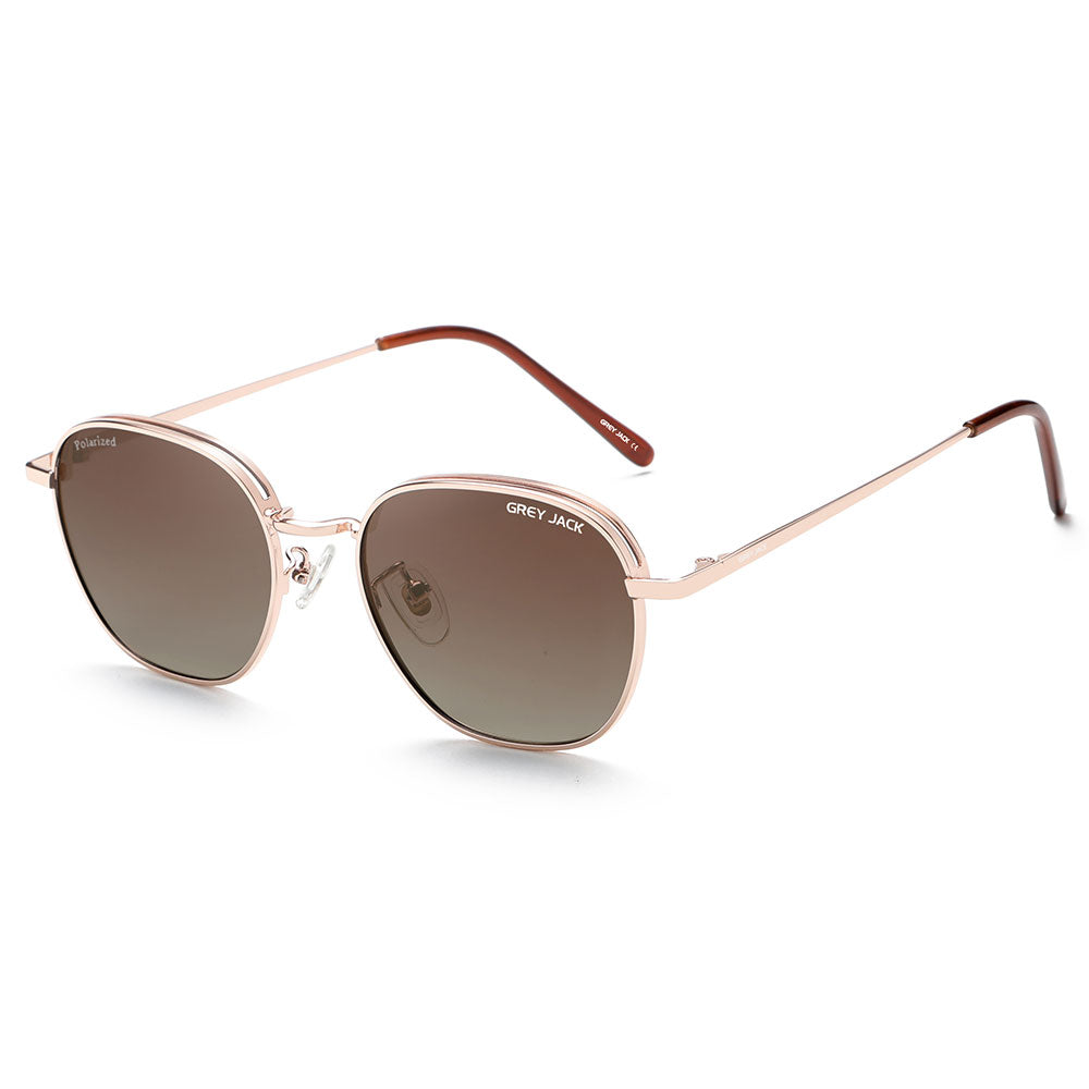 Gold Frame Double Brown Lens