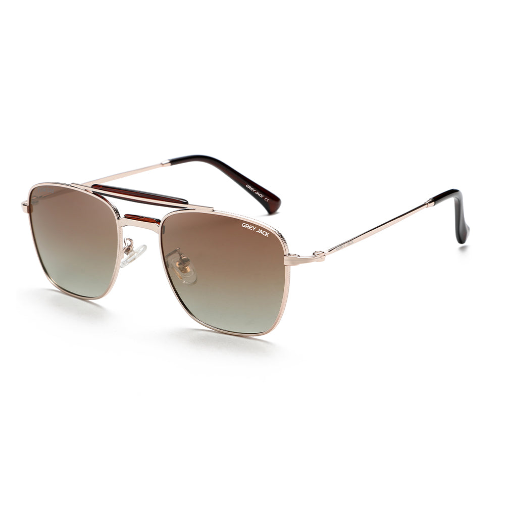 Gold Frame Double Brown Lens
