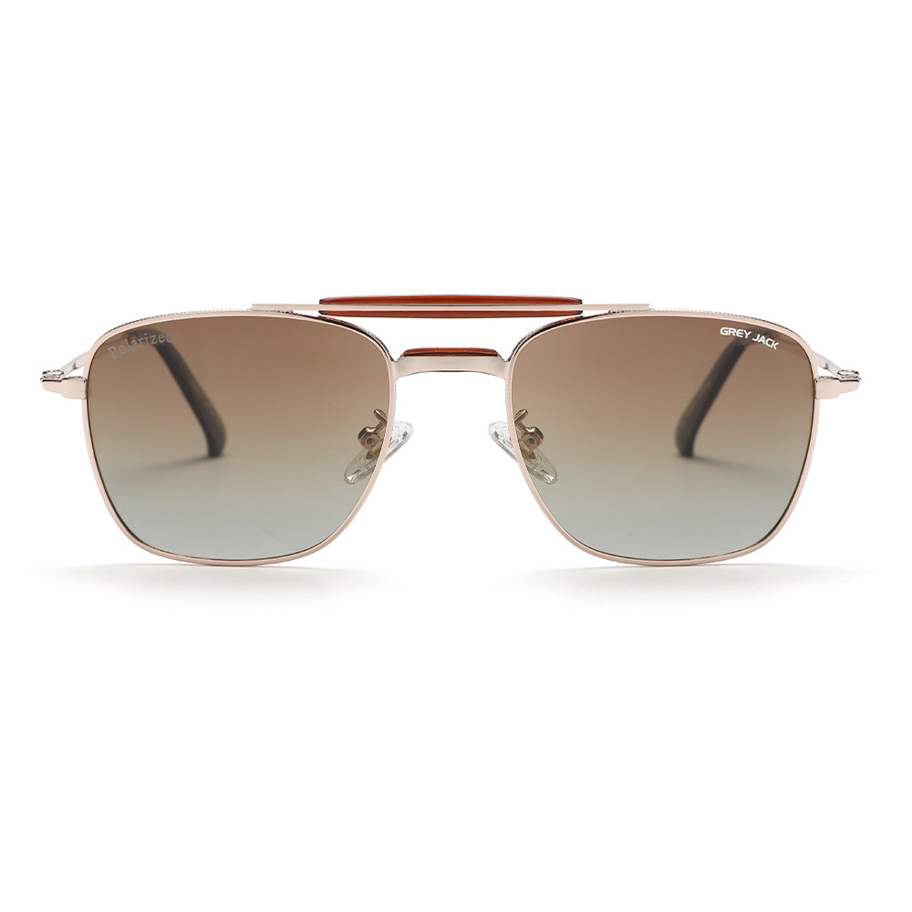 Gold Frame Double Brown Lens