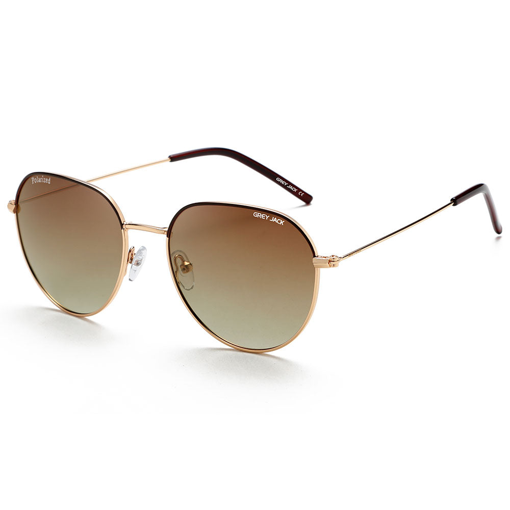 Gold Black Frame Double Brown Lens