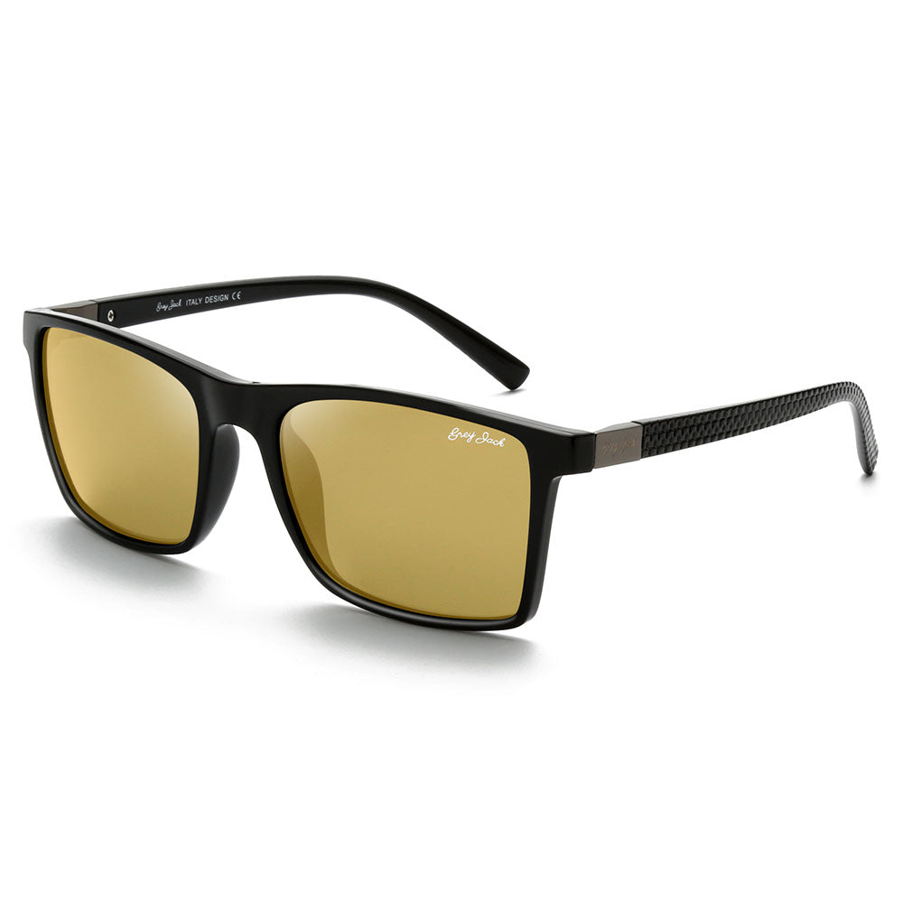 Shine Black Gun Frame Gold Lens