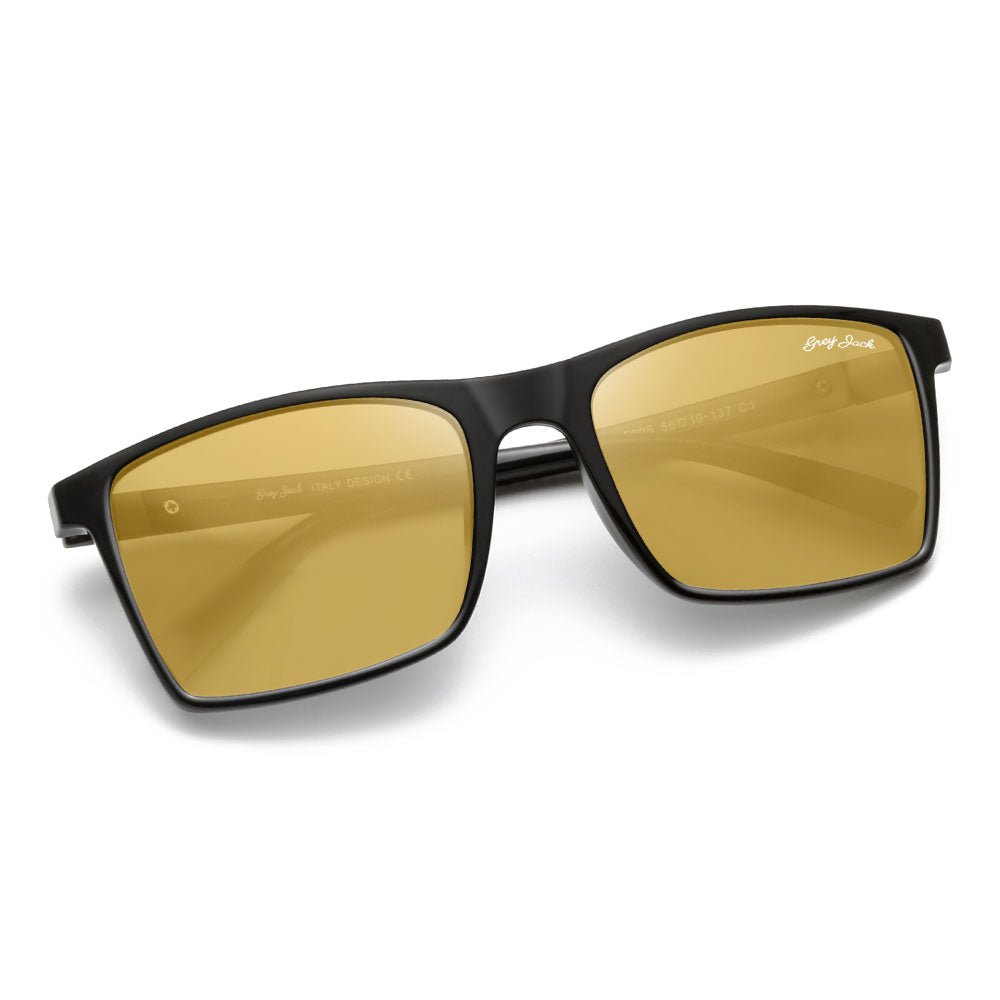 Shine Black Gun Frame Gold Lens