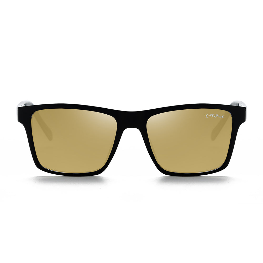 Shiny Black Frame Golden Lens