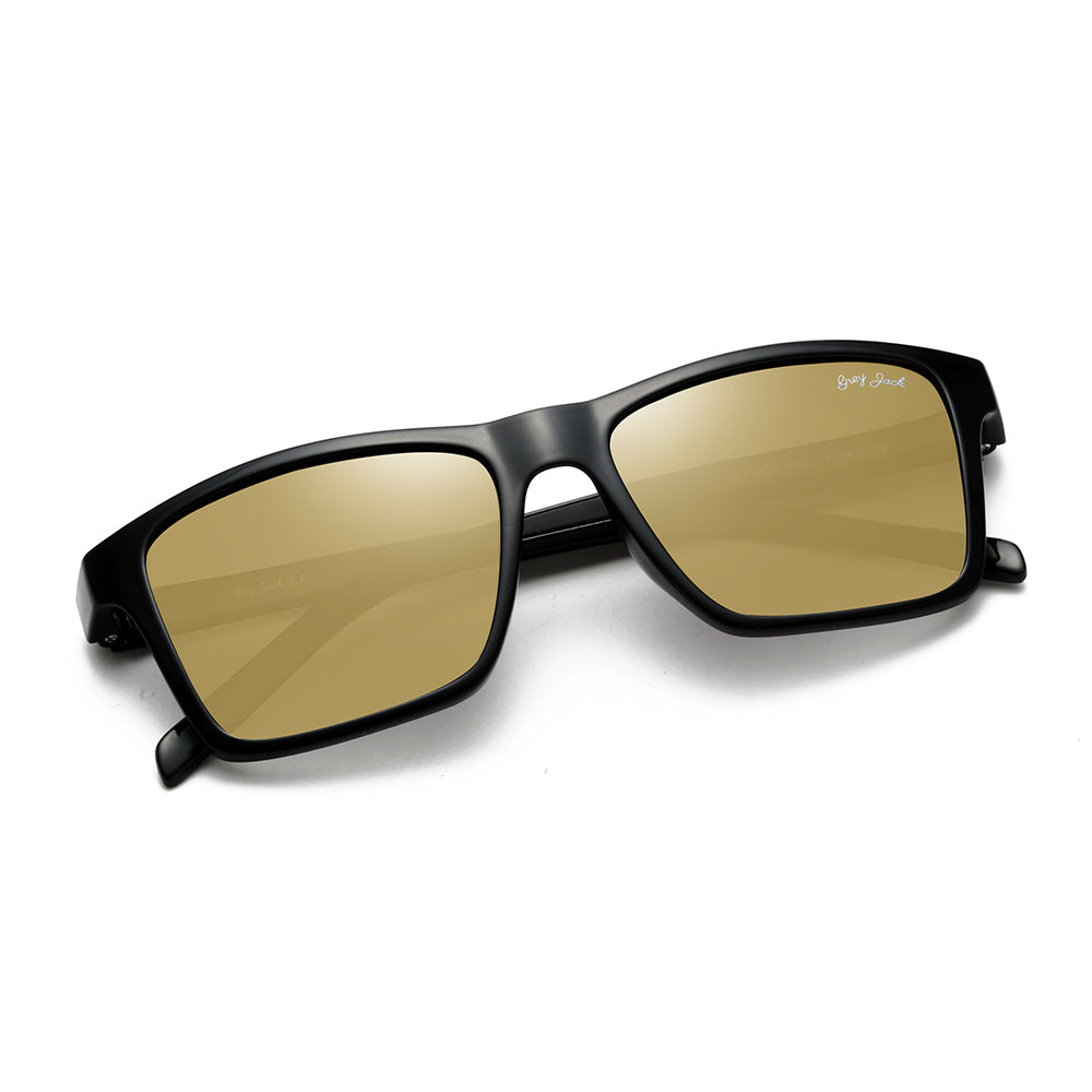 Shiny Black Frame Golden Lens