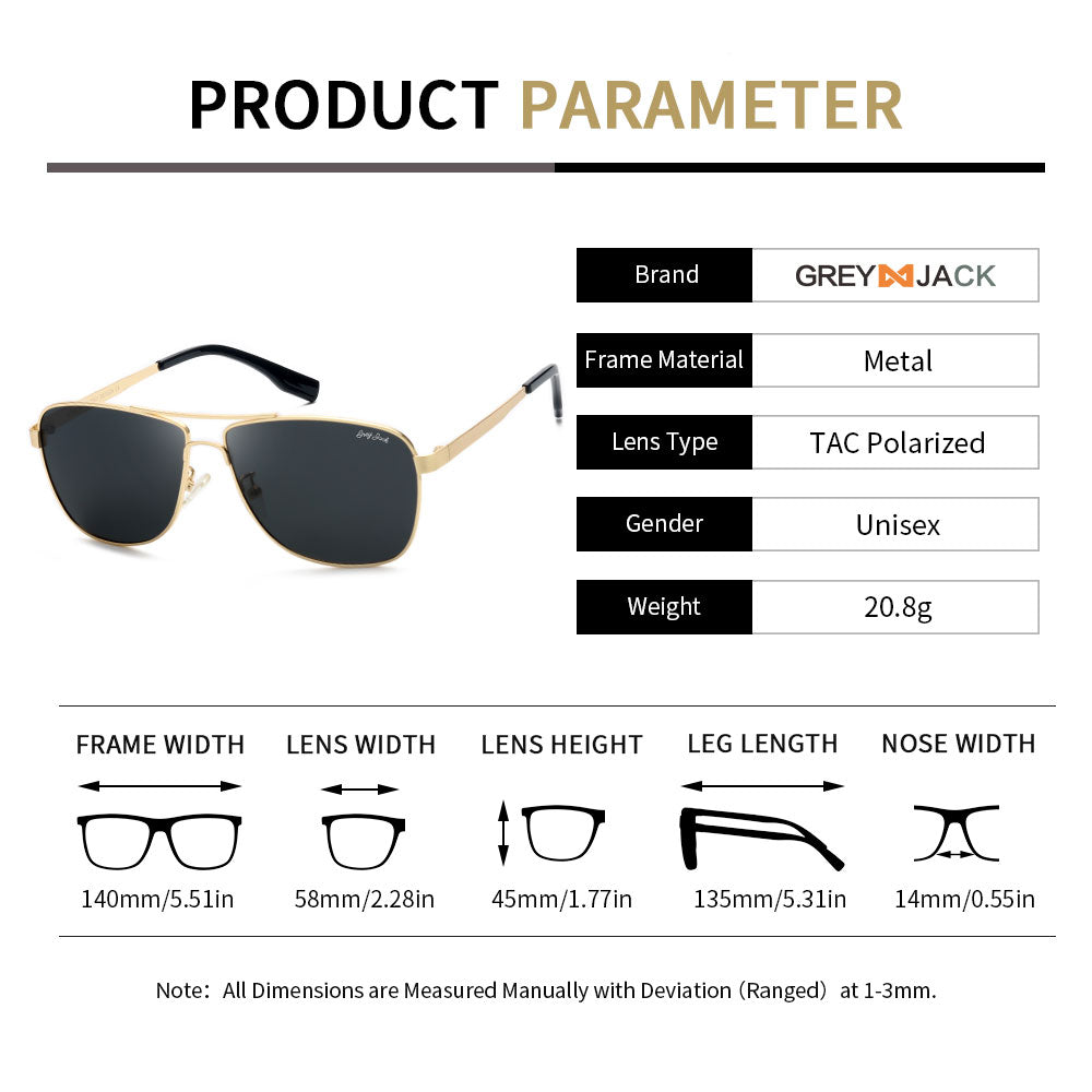 GREY JACK Big Size Polarized Sunglasses for Men Women 8919