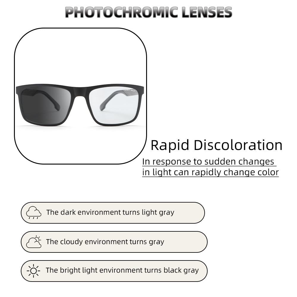 Matte Black Gold Frame Photochromic Lens