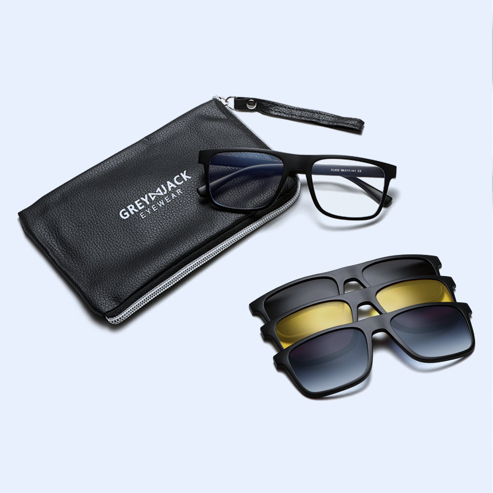 3 in 1 Magnetic Clip On Sunglasses for Men Women
