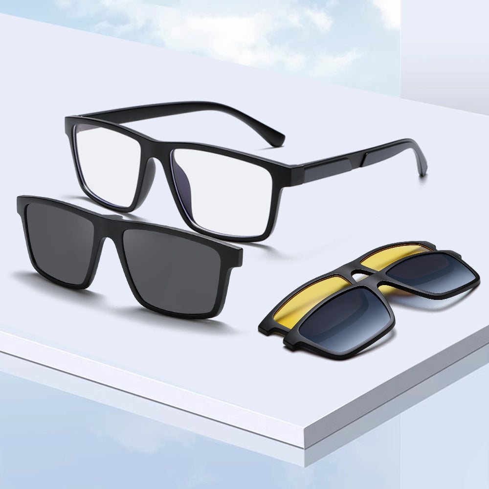 Fashion Rectangle Magnetic Clip On Glasses for Men Women