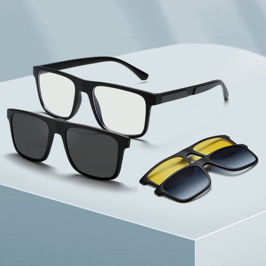 3 in 1 Magnetic Clip On  Sunglasses for Men Women