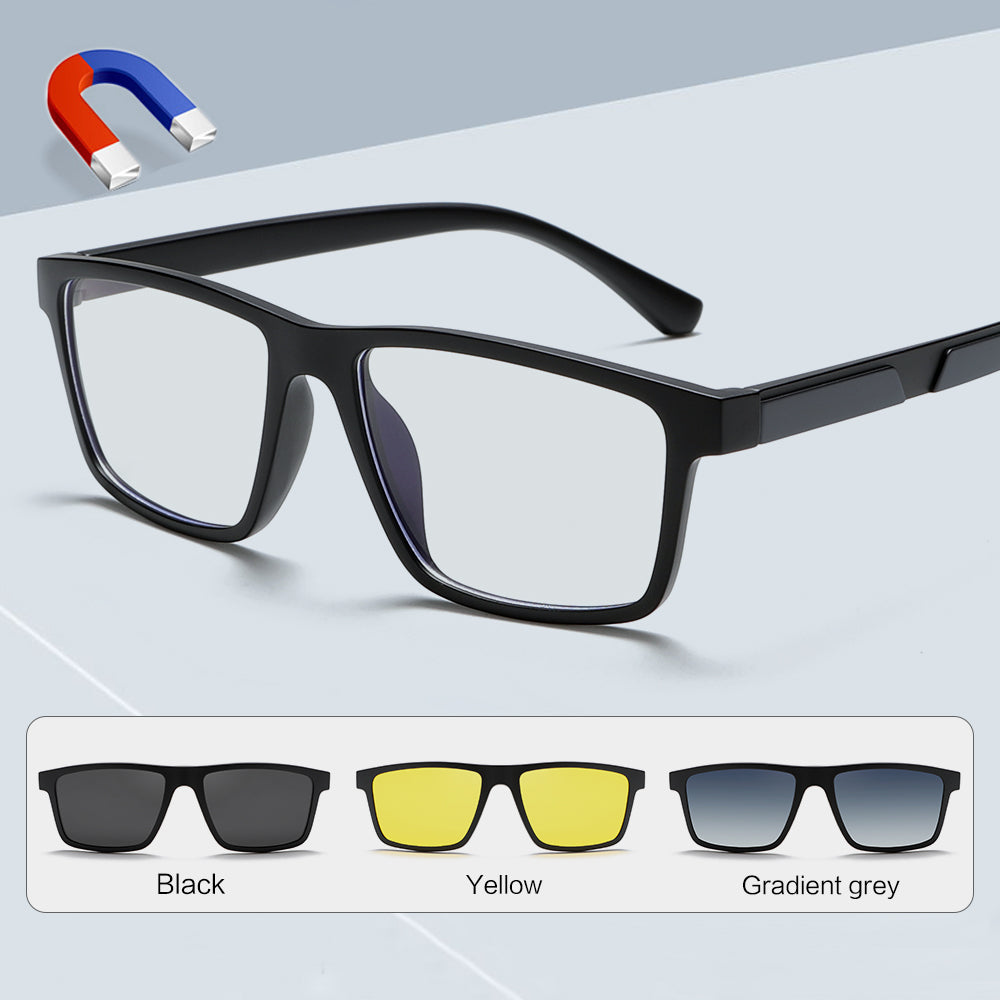 Fashion Rectangle Magnetic Clip On Glasses for Men Women