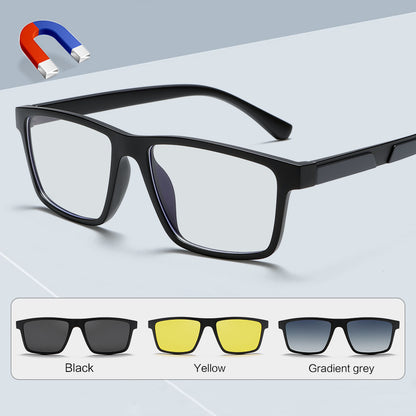 Fashion Rectangle Magnetic Clip On Glasses for Men Women