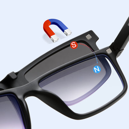 Fashion Rectangle Magnetic Clip On Glasses for Men Women