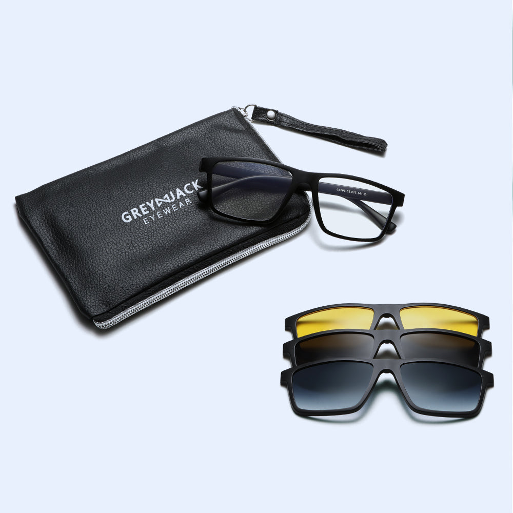 Fashion Rectangle Magnetic Clip On Glasses for Men Women