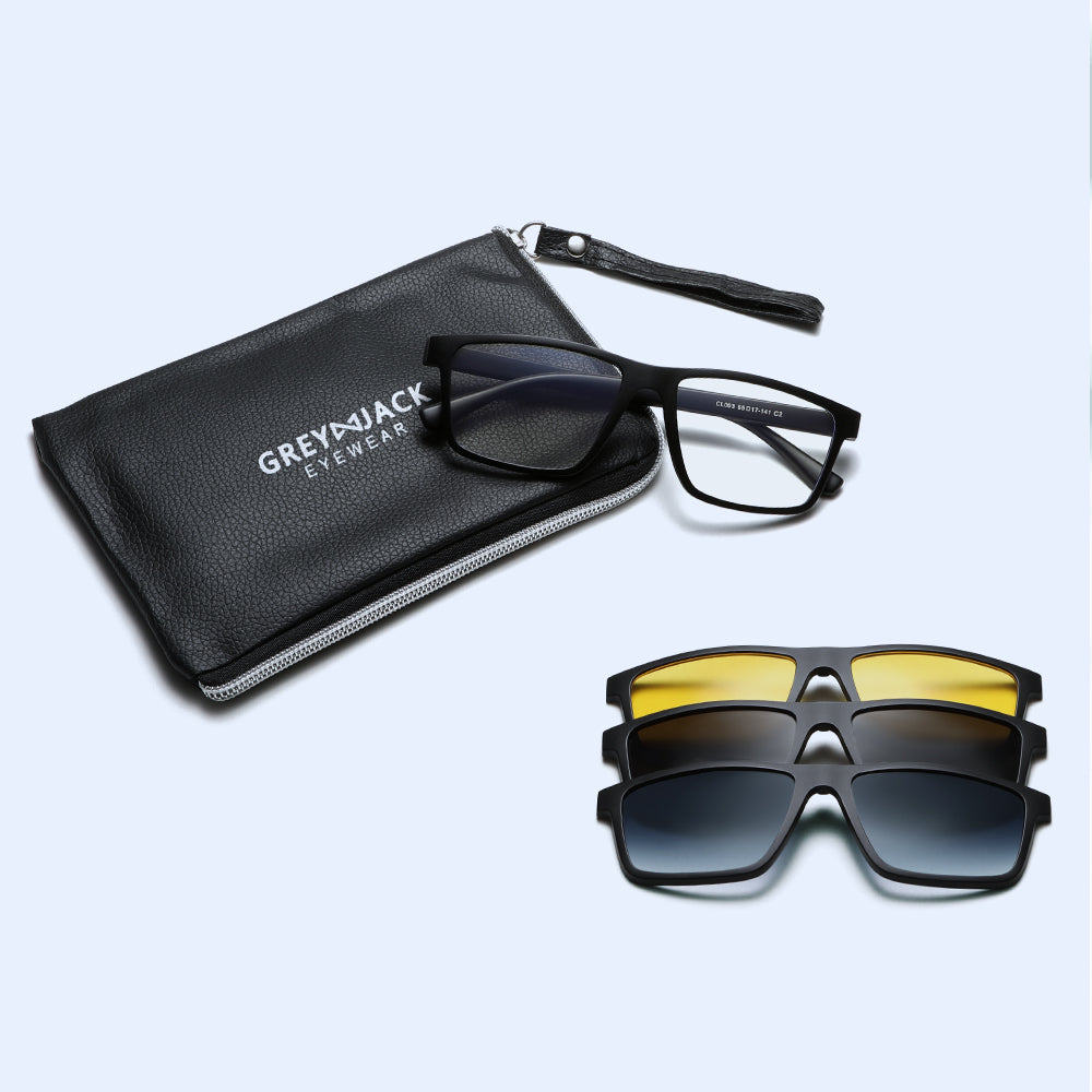 Fashion Rectangle Magnetic Clip On Glasses for Men Women
