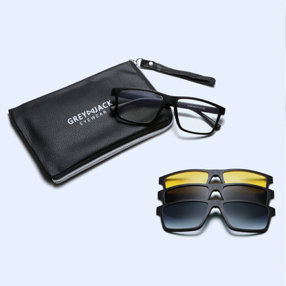 Fashion Rectangle Magnetic Clip On Glasses for Men Women