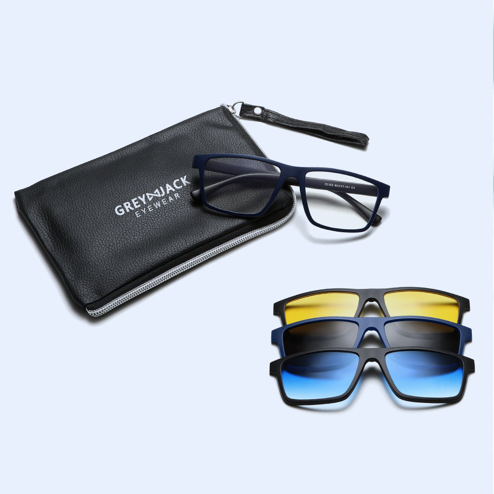 Fashion Rectangle Magnetic Clip On Glasses for Men Women