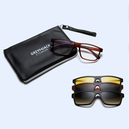 Fashion Rectangle Magnetic Clip On Glasses for Men Women