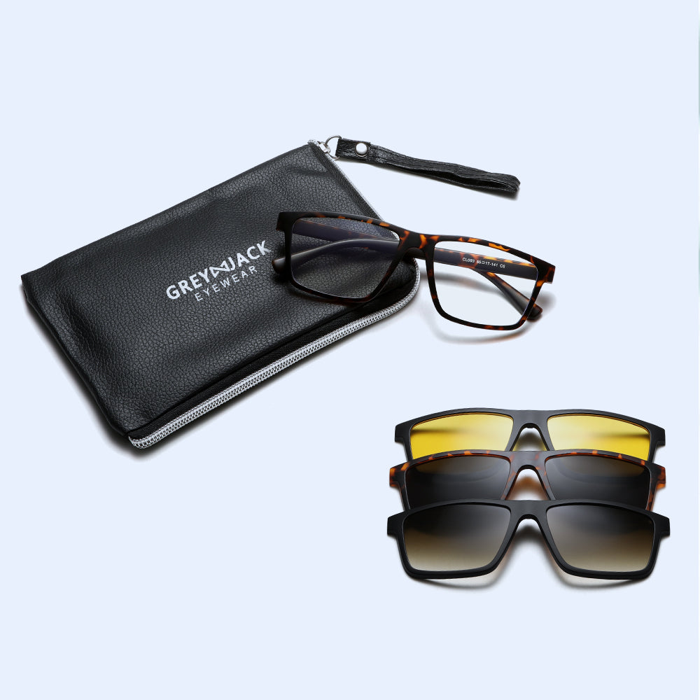 Fashion Rectangle Magnetic Clip On Glasses for Men Women