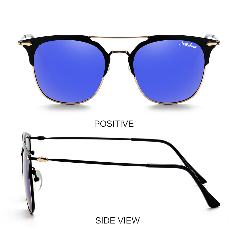 Gold Black Frame Blue Lens