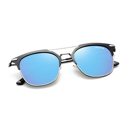 Silver Black Frame Sky Blue Lens