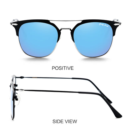 Silver Black Frame Sky Blue Lens