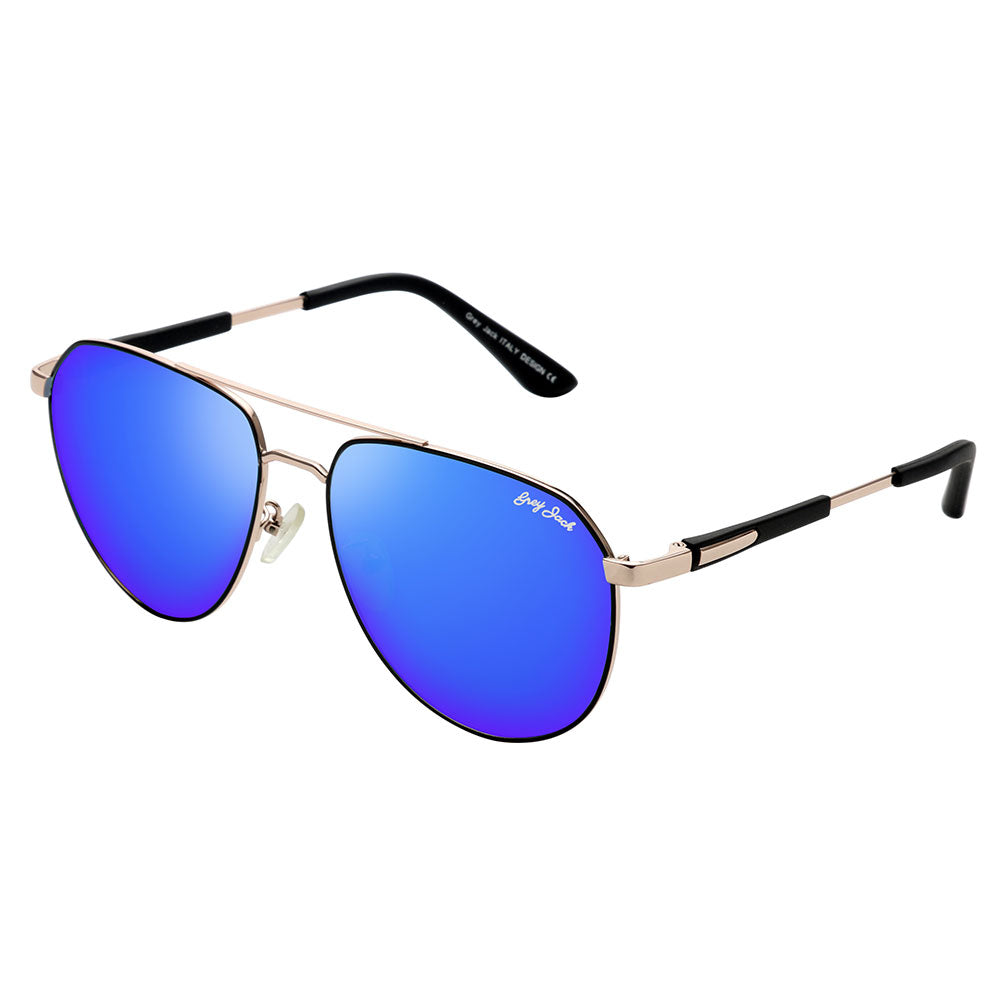 Gold Black Frame Blue Lens