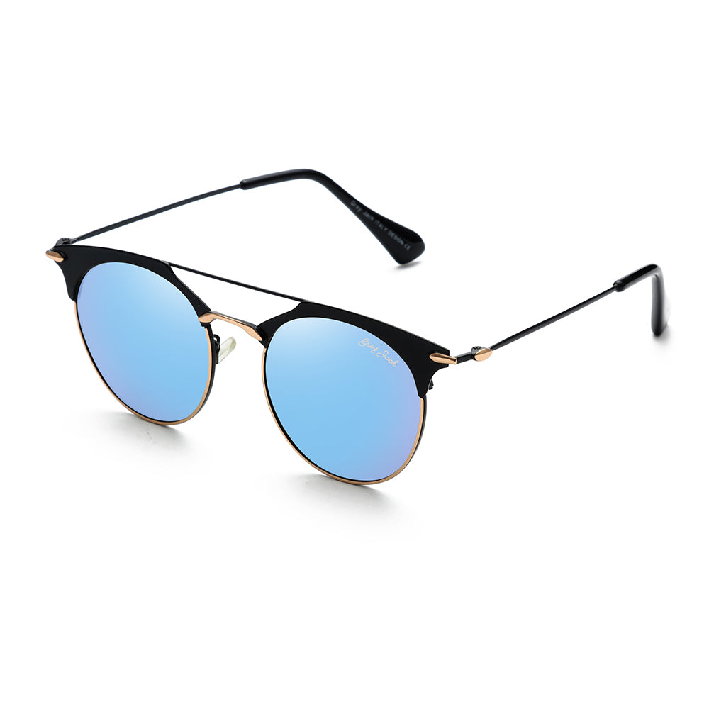 Gold Black Frame Sky Blue Lens