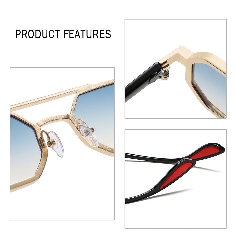 Stylish Metal Geometric Small Punk Sunglasses for Men Women 2278
