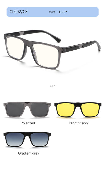 3 in 1 Magnetic Clip On  Sunglasses for Men Women