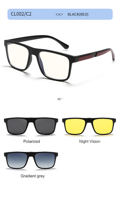 3 in 1 Magnetic Clip On  Sunglasses for Men Women