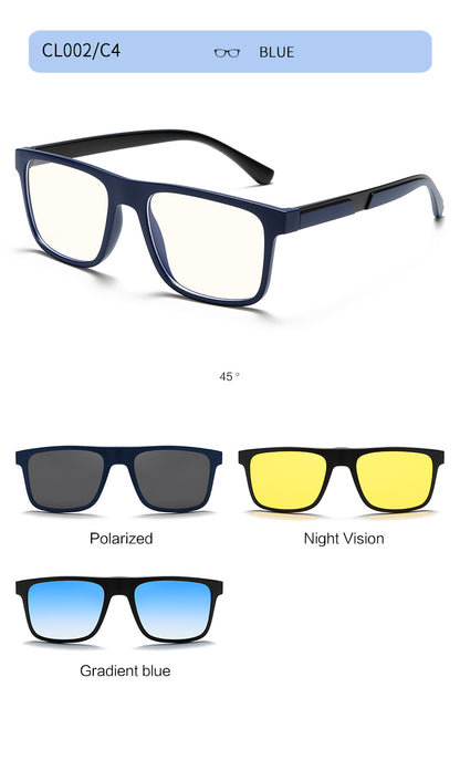 3 in 1 Magnetic Clip On  Sunglasses for Men Women
