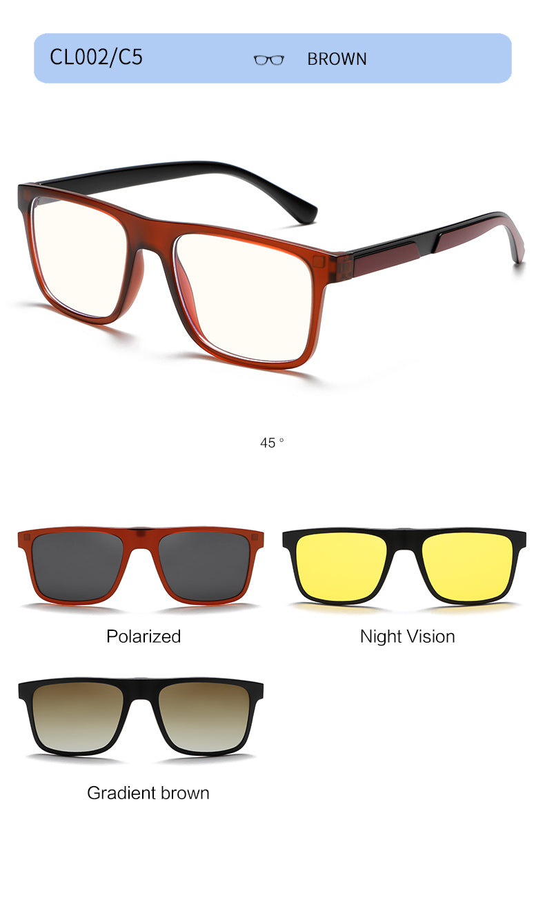 3 in 1 Magnetic Clip On  Sunglasses for Men Women