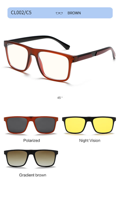 3 in 1 Magnetic Clip On  Sunglasses for Men Women