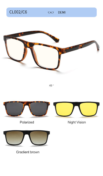 3 in 1 Magnetic Clip On  Sunglasses for Men Women