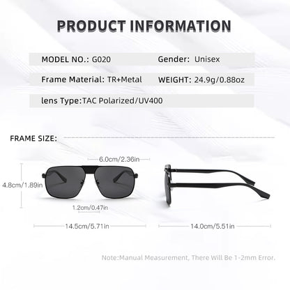 Retro Brand Designed Square Metal Polarized Sunglasses G020